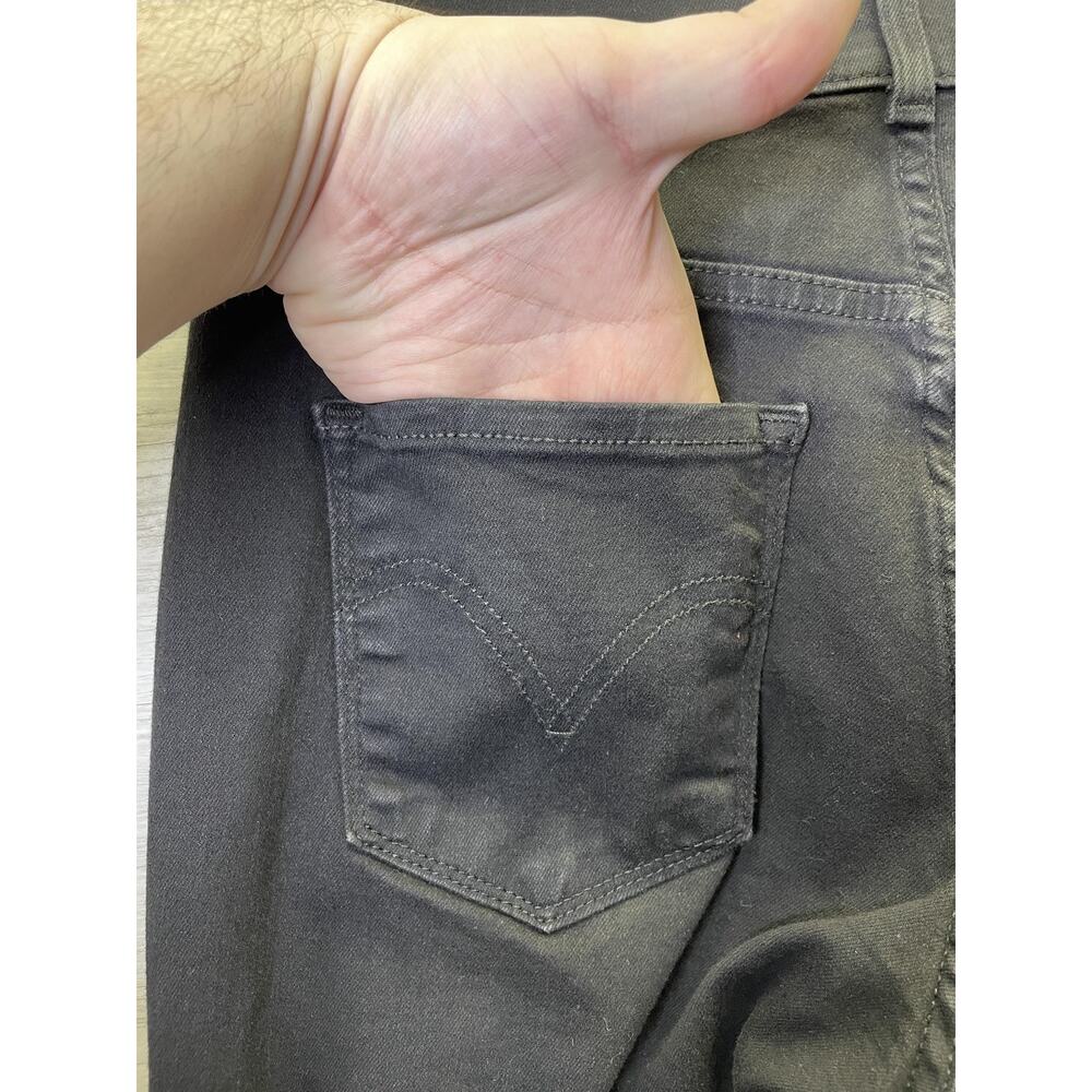 Levis Classic Straight‎ Jeans Womens 4 Black Mid Rise Stretch Waterless - Picture 8 of 14